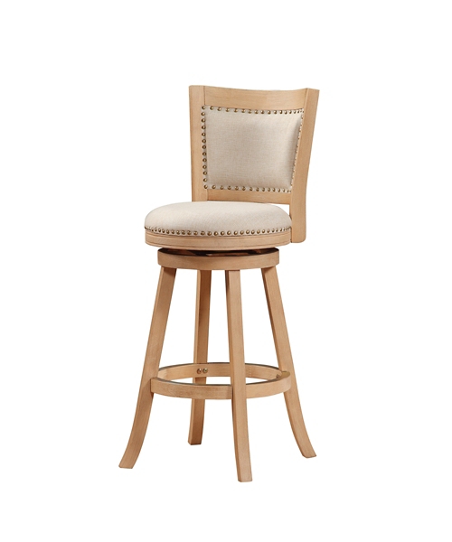 Linen and Wood Nailhead Swivel Bar Stool Kirklands Home