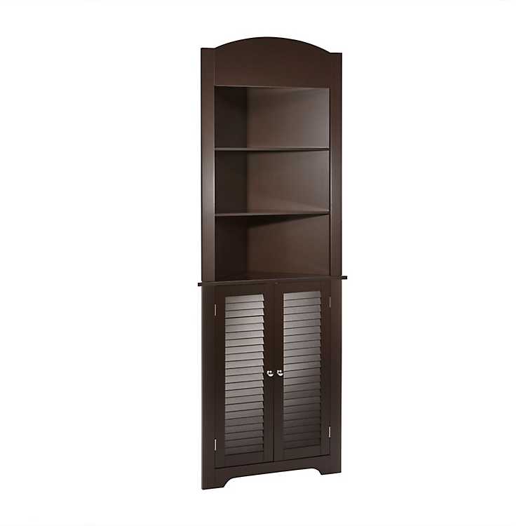 Tall Corner Display Stand Etagere Shelf Shelves Storage Cabinet White Espresso 