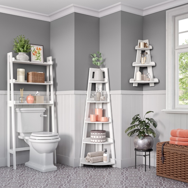 White 5Tier Corner Ladder Shelves Kirklands Home