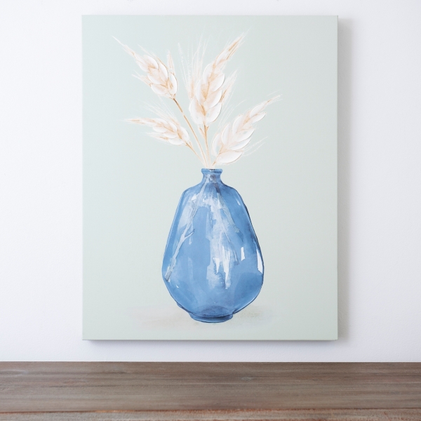 Blue Pampas Grass and Vase Canvas Art Print Kirklands Home
