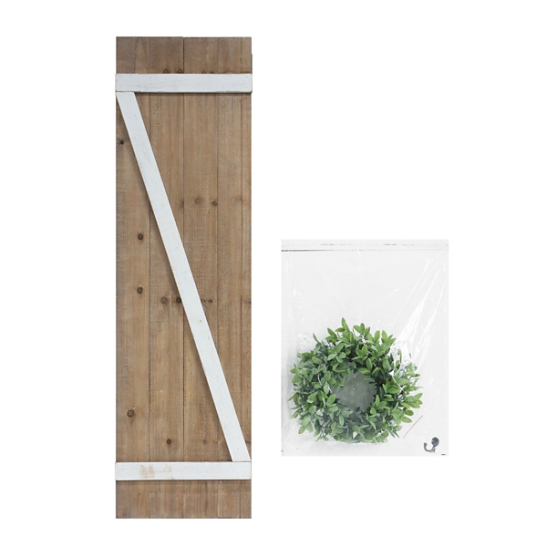 White Farmhouse Barn Door with Wreath Kirklands Home