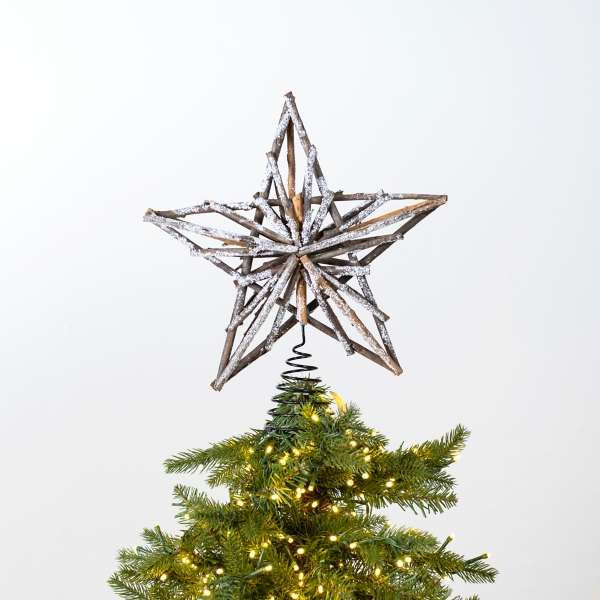 Flocked Rattan Star Christmas Tree Topper Kirklands Home