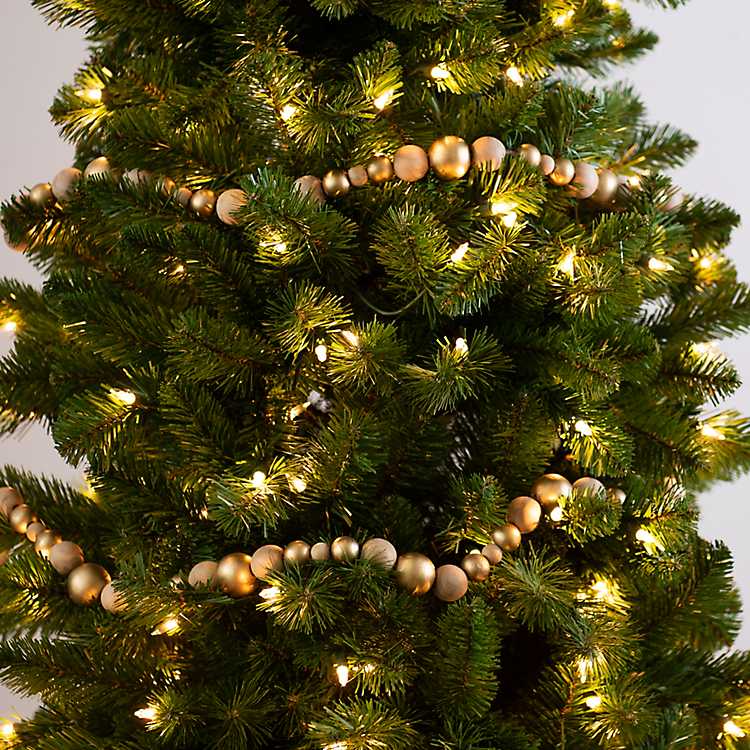 6 Ft Christmas Tree Garland 34 PCS/1.2 2 Pack Bead Garland with Gold Bronze Christmas Ornaments Beaded Garland for Christmas Tree Decoration for Holiday Mantle Fireplace Staircase