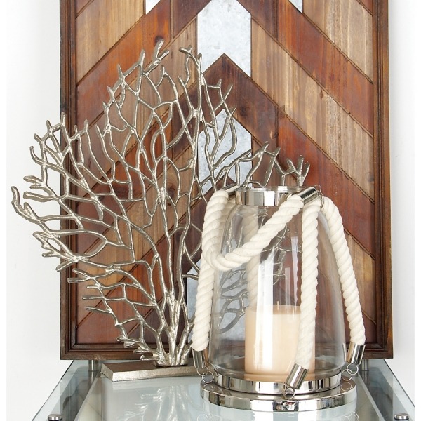 Silver Metallic Coastal Branch Statue