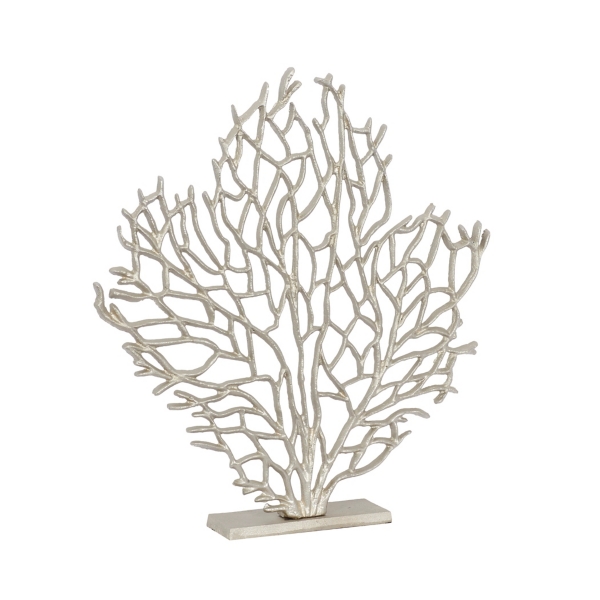 Silver Metallic Coastal Branch Statue