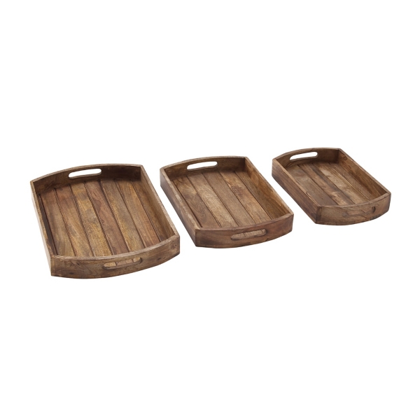 Dark Mango Wood Cutout 3pc. Tray Set Kirklands Home