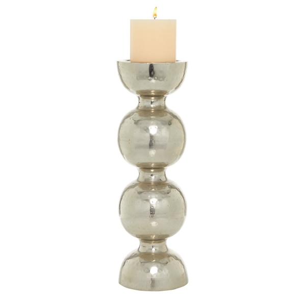 Hammered Metal Silver Orb Candle Holder, 18 in. Kirklands Home