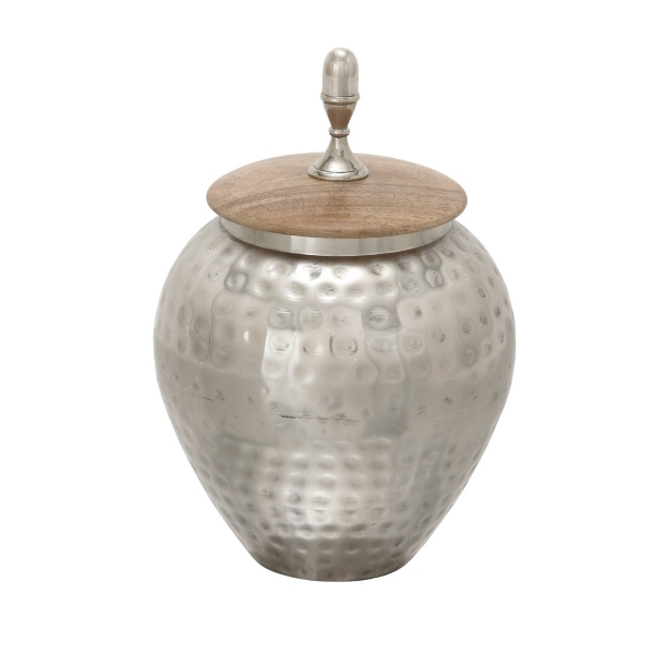 Silver Jar with Mango Wood Lid | Kirklands Home