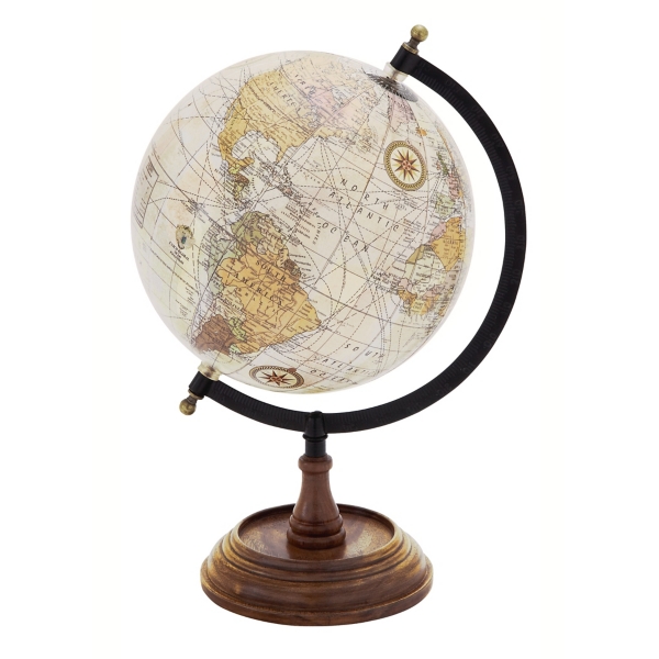 Classic Ivory Mango Wood Base Globe | Kirklands Home