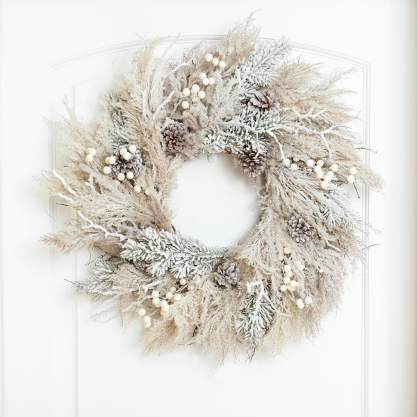 Frosted Pampas Grass and Berry Wreath Kirklands Home