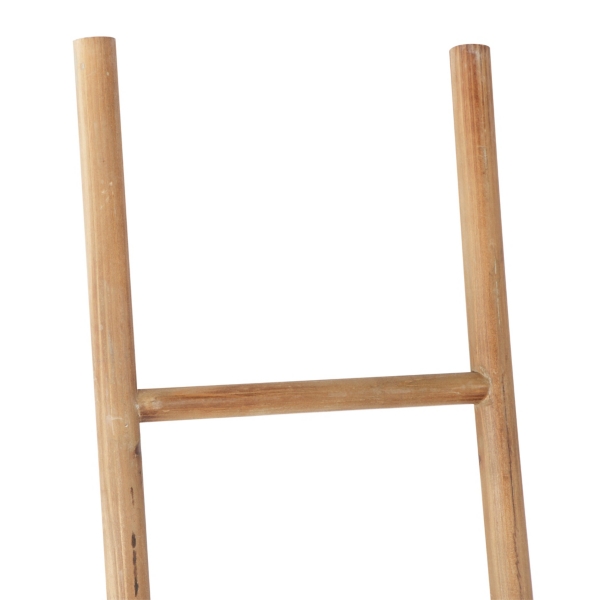 Light Brown Wood and Black Metal Ladders, Set of 2