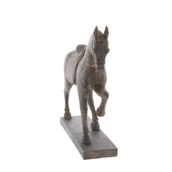 Brown Polystone Prancing Horse Statue