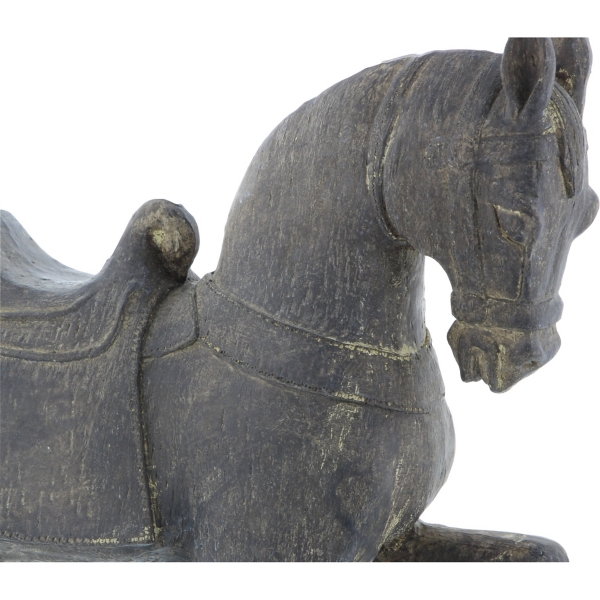 Brown Polystone Prancing Horse Statue