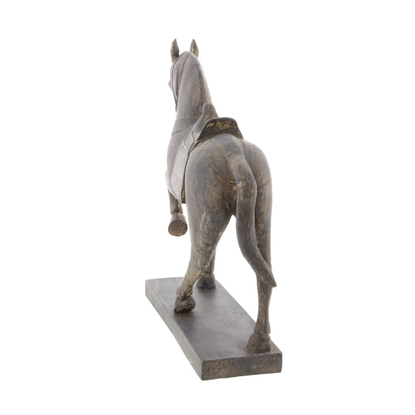 Brown Polystone Prancing Horse Statue