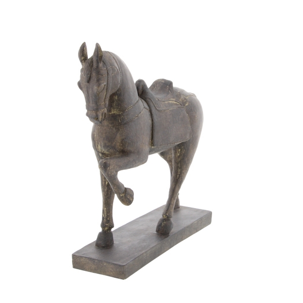 Brown Polystone Prancing Horse Statue