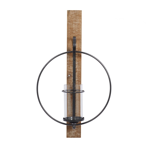 Black Hoop Glass Sleeve Wall Sconce, 28 in.