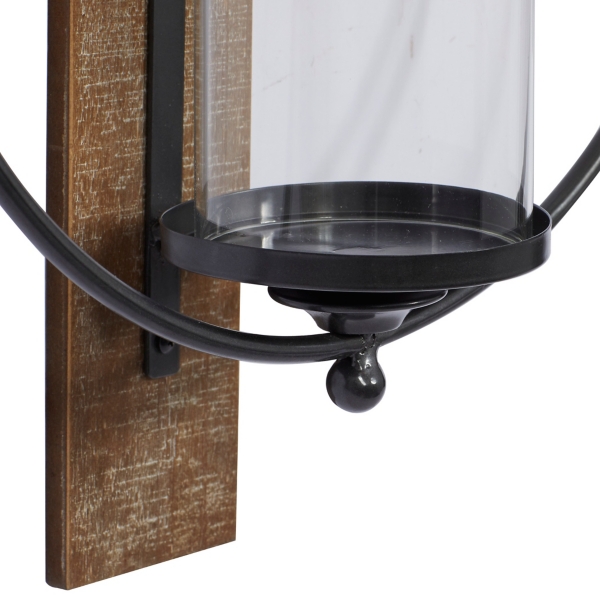 Black Hoop Glass Sleeve Wall Sconce, 28 in.