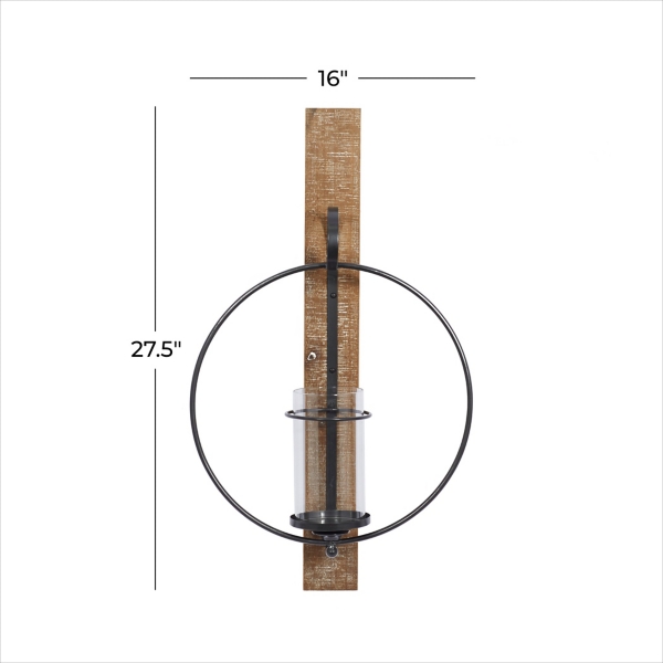 Black Hoop Glass Sleeve Wall Sconce, 28 in.