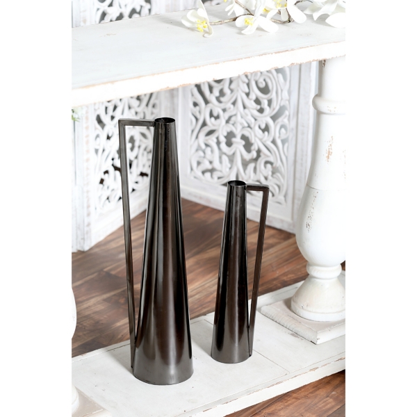 Black Metal Glam Vases, Set of 2