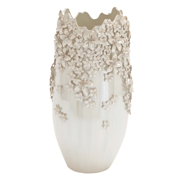 3D Floral Cream Ceramic Vase Kirklands Home