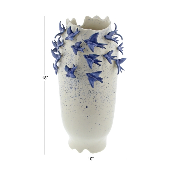 White Ceramic Coastal Vase, 18 in.