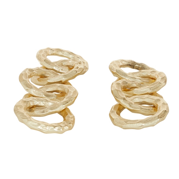 Gold Aluminum Chain Link Sculptures, Set of 2