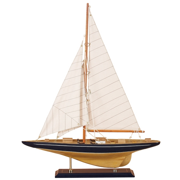 Beige Wood Coastal Sailboat, 21 in.