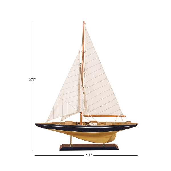 Beige Wood Coastal Sailboat, 21 in.