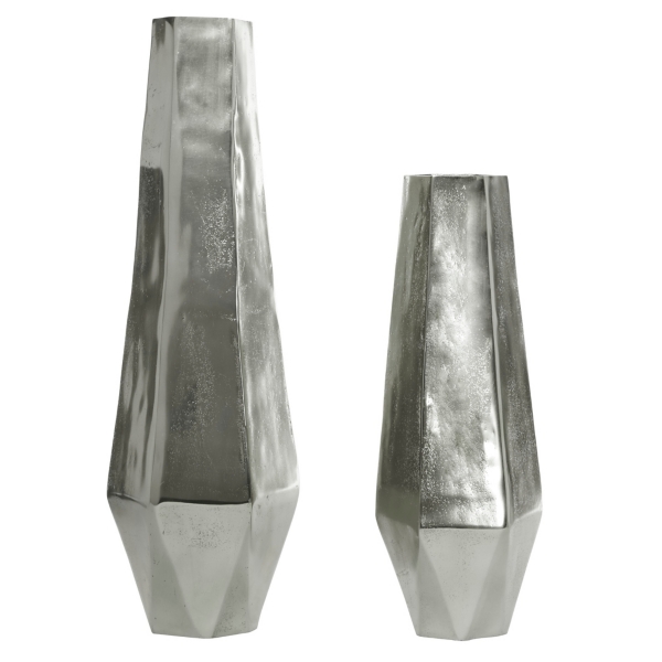 Tall Silver Geometric 2pc. Vases Kirklands Home