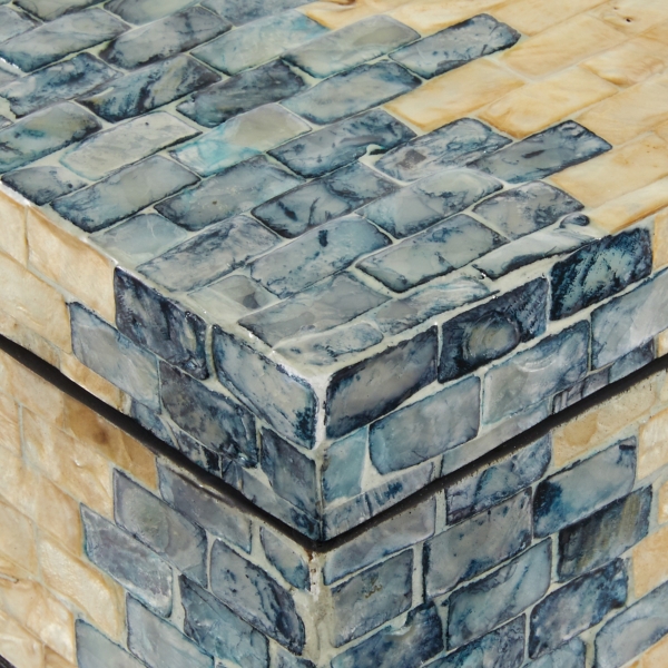 Blue and Tan Wood Capiz Shell 2-pc. Box Set