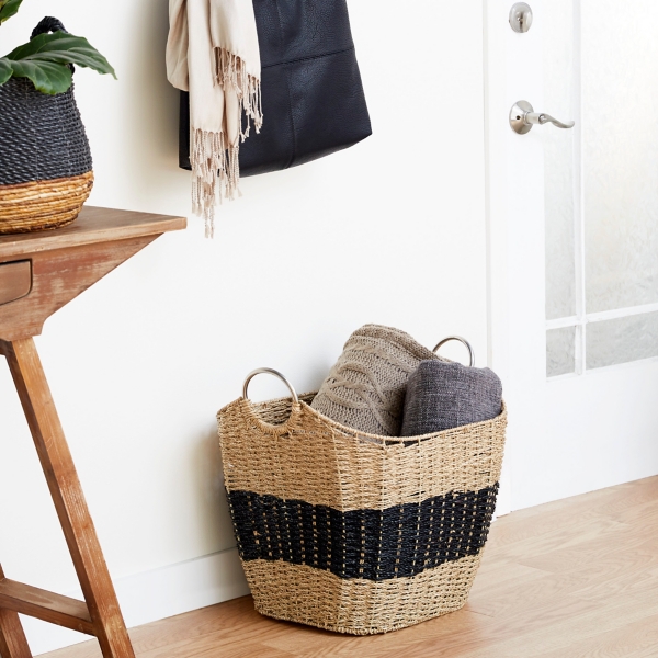 Striped Natural Seagrass Basket