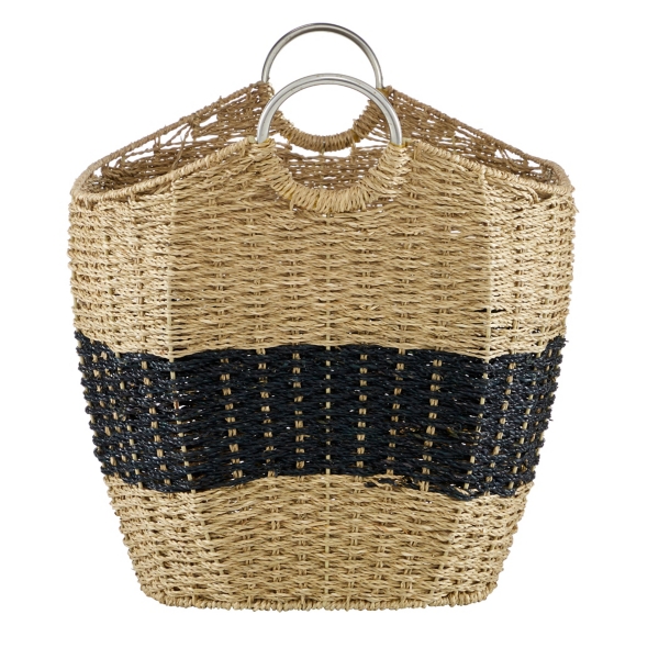 Striped Natural Seagrass Basket