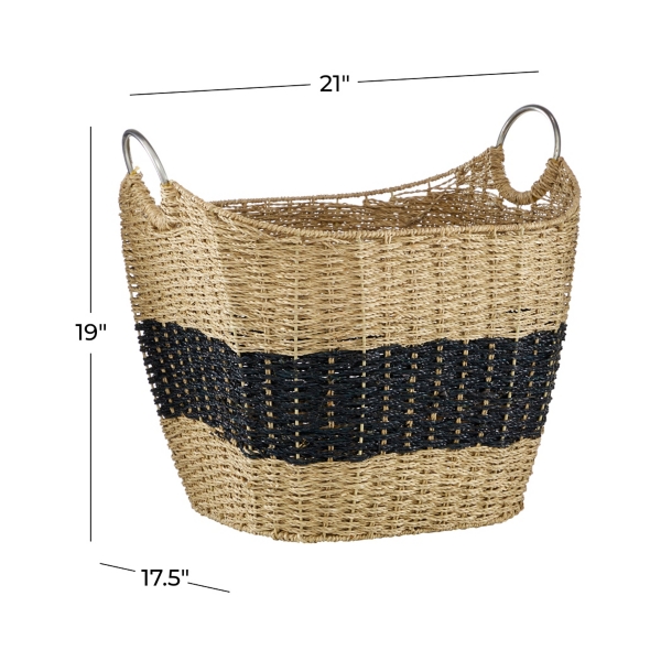 Striped Natural Seagrass Basket