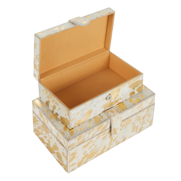 Gold Leather Hide Rustic 2-pc. Box Set
