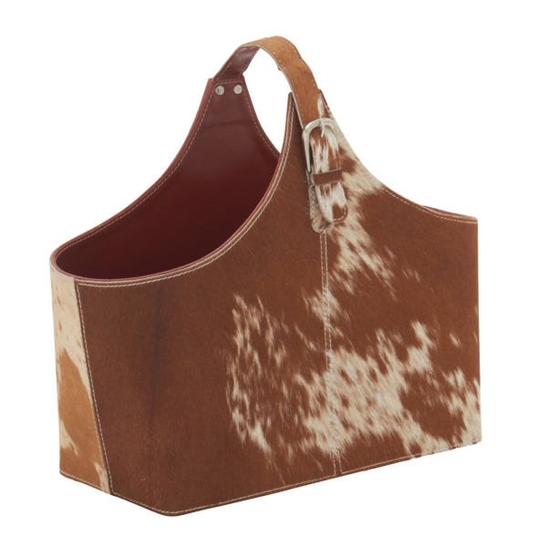 Leather Hide Modern Magazine Rack Basket