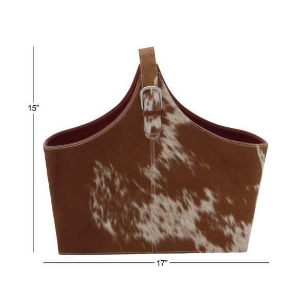 Leather Hide Modern Magazine Rack Basket