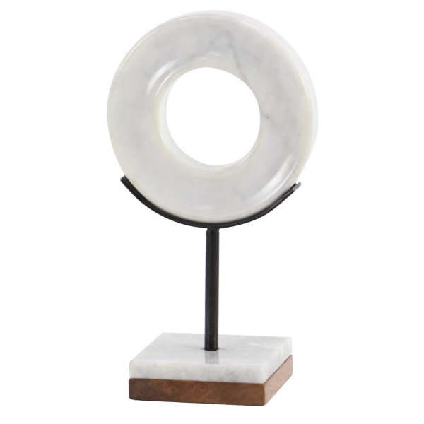 White Marble Ring Sculpture, 11 in.