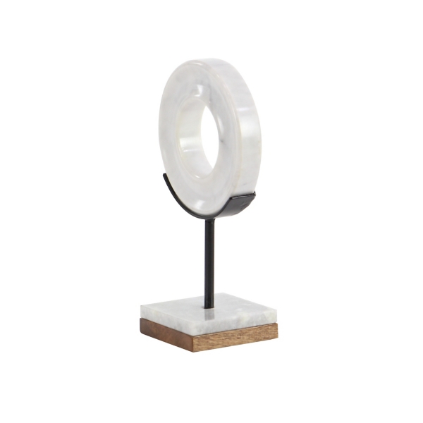 White Marble Ring Sculpture, 11 in.