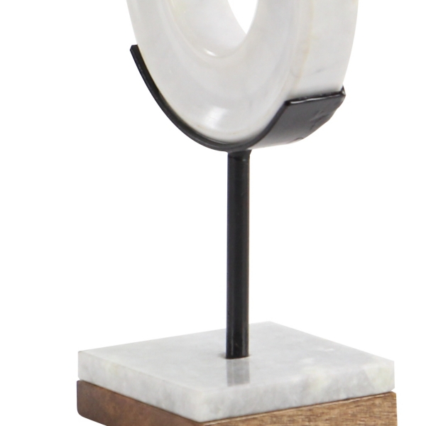 White Marble Ring Sculpture, 11 in.