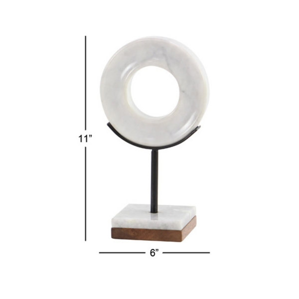 White Marble Ring Sculpture, 11 in.