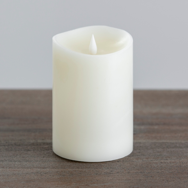 Ivory LED Soft Flame Pillar Candle, 4x6 in.