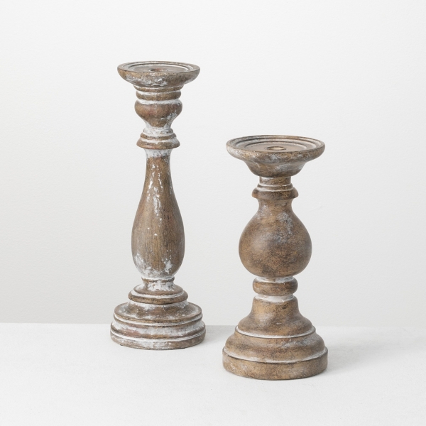 White Rustic 2pc. Candle Holder Set Kirklands Home