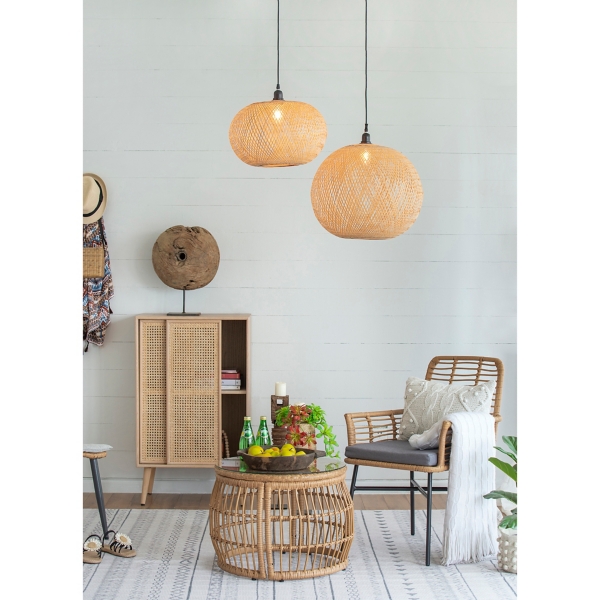 Natural Wide Woven Bamboo Light | Kirklands Home