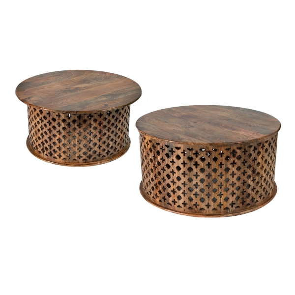 Burnt Mango Wood Cross Coffee Tables, Set of 2 | Kirklands Home