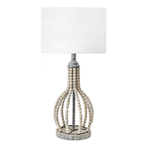 Wood bead deals table lamp