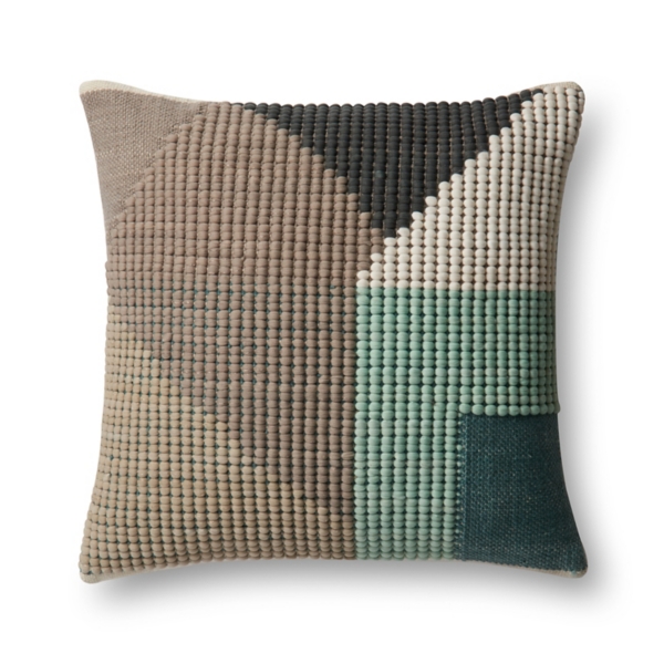 Teal and Brown Abstract Outdoor Pillow