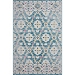 Blue Faded Floral Motif Outdoor Area Rug, 5x7