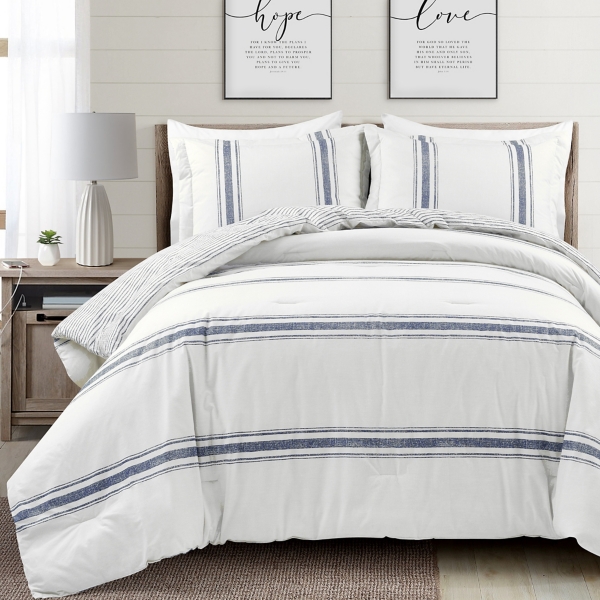 Navy Stripe 3-pc. King Comforter Set