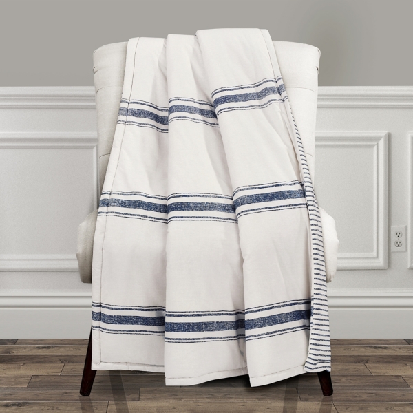 Navy Farmhouse Stripe Throw