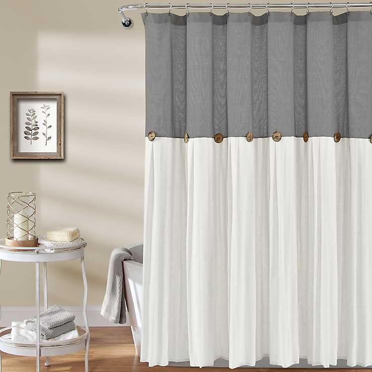 Dark Gray And White On Accent, Dark Gray Shower Curtain